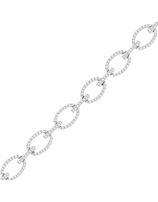 Large Oval and Bar Design Pave set Diamond Bracelet in 9ct White Gold
